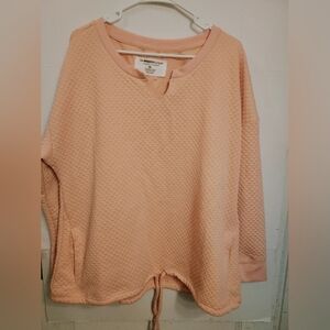 Sweatshirt Project Womens XL Pink Quilted Drawstring Long Sleeve Outdoors Cozy